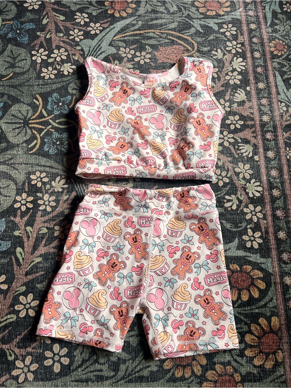 Shop The Magic Box Two-Piece Mickey Gingerbread & Cupcake Print Set - Pink Cream
